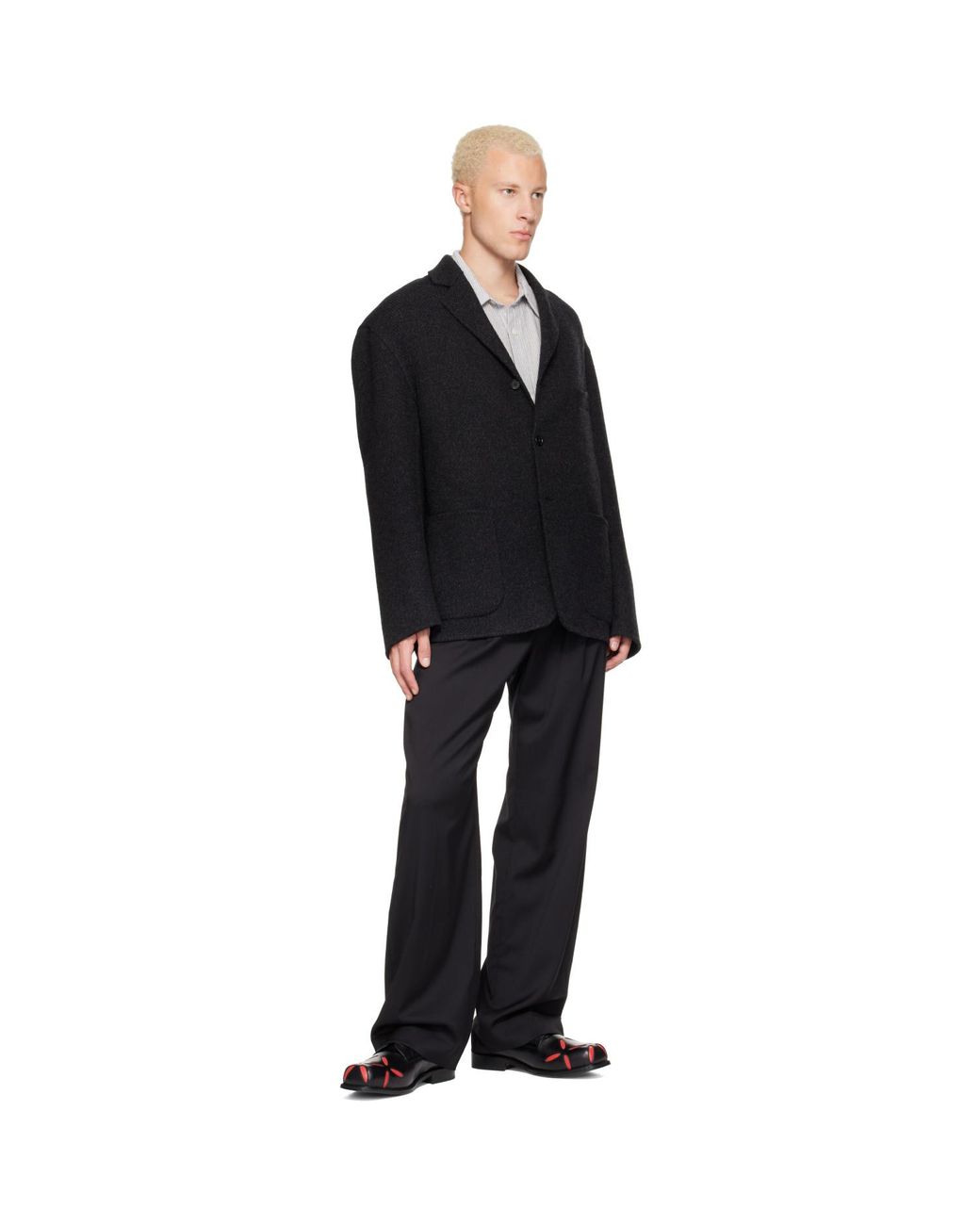 STEFAN COOKE Black Slashed Square Toe Derbys for men