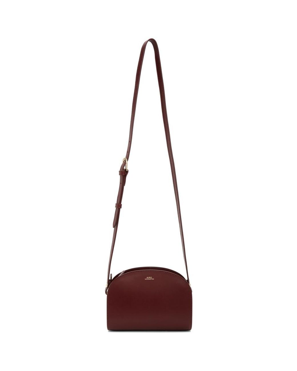 A.P.C. Leather Burgundy Mini Demi-lune Bag - Lyst