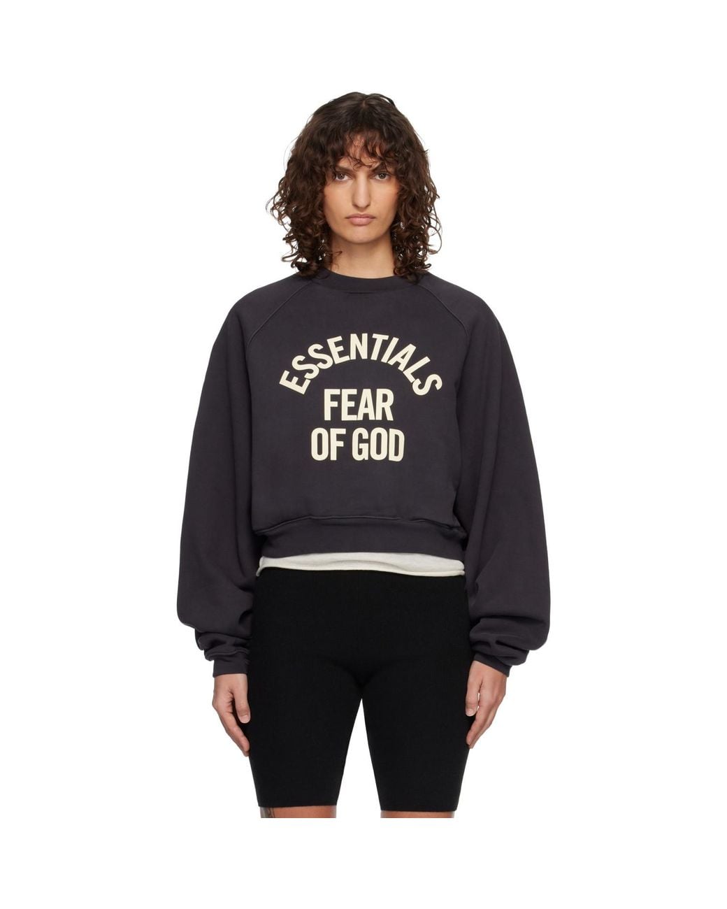 Fear Of God Black Campus 90's Cropped Raglan Sweatshirt