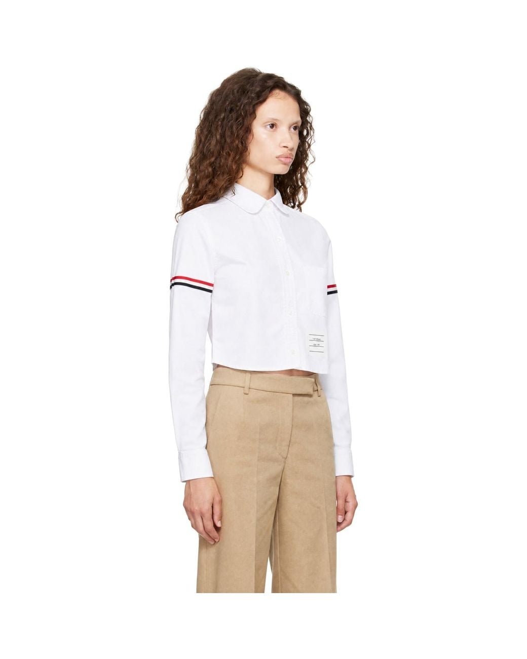 Thom Browne White Oxford Cropped Armbands Shirt