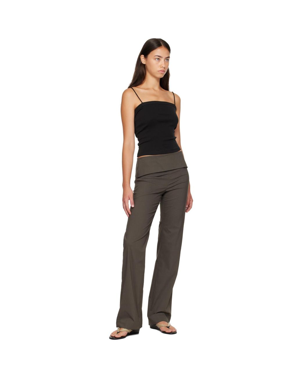 St. Agni Black Organic Cotton Square Neck Camisole