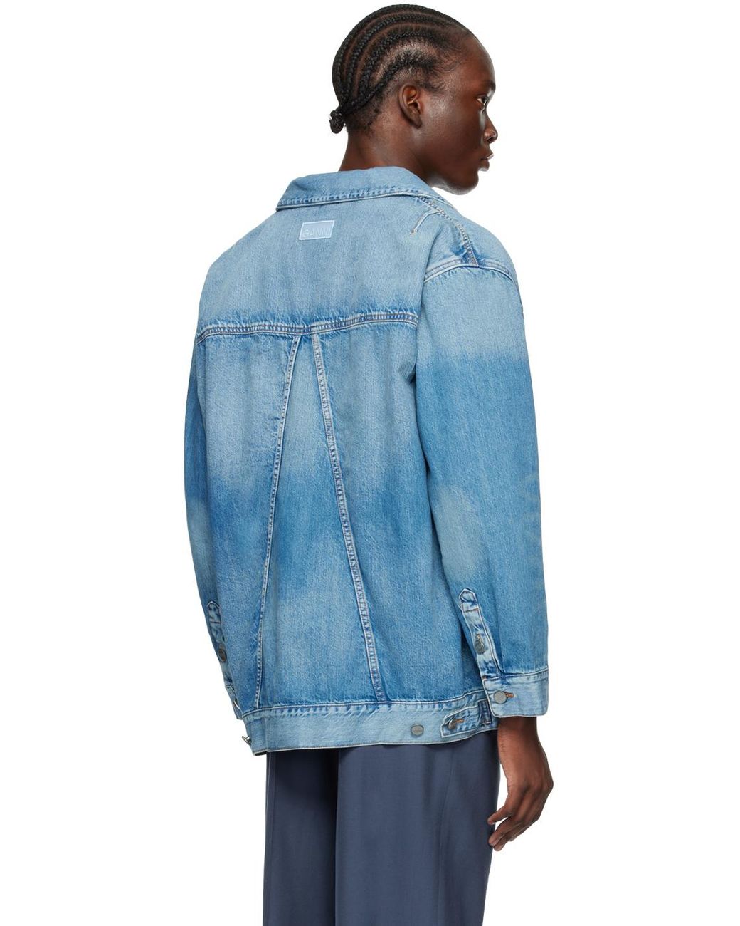 Ganni Oversized Denim Jacket in Blue for Men | Lyst