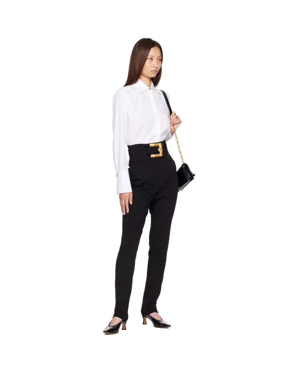 Balmain Black Stretch Belt Leggings