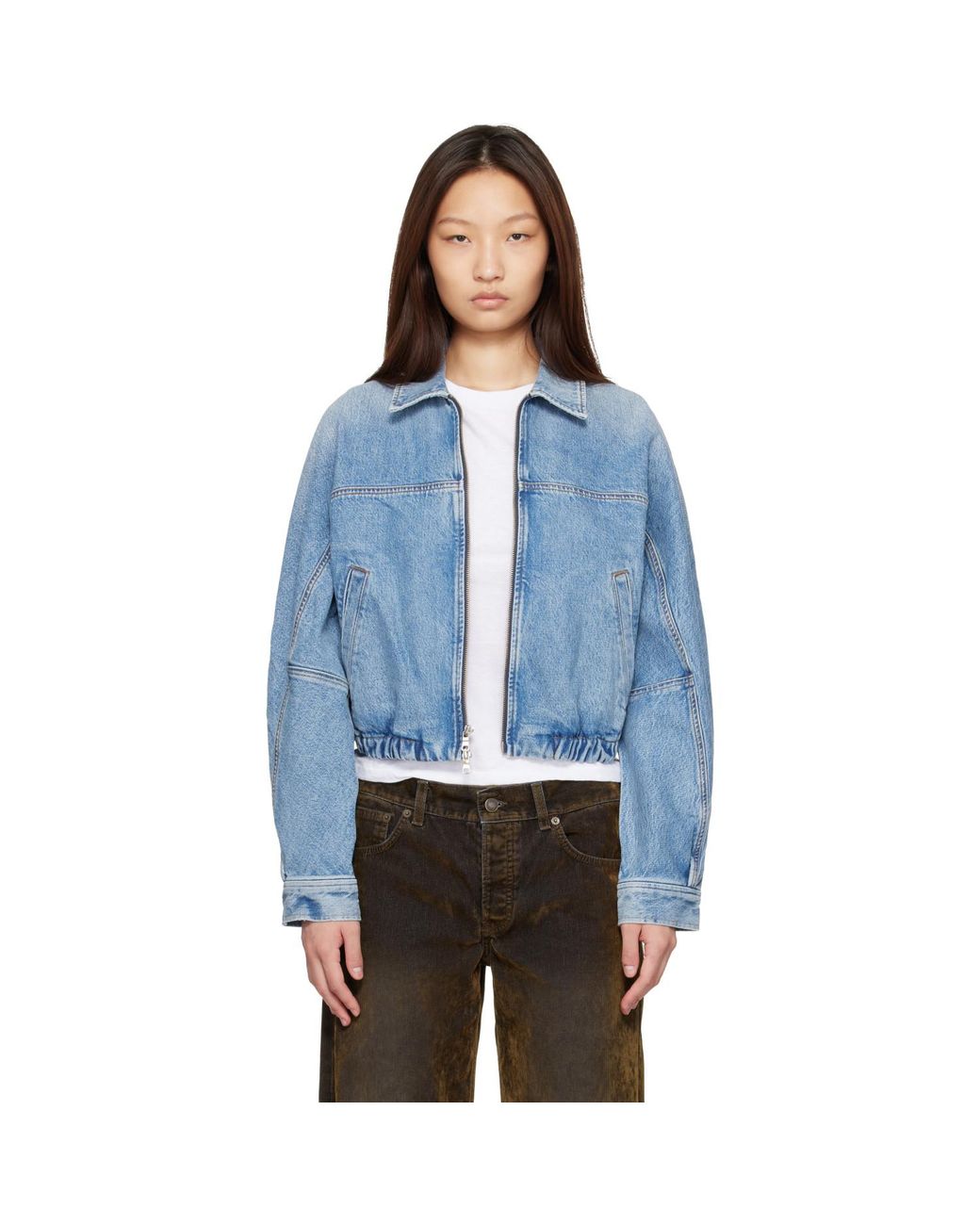 Agolde Blue Dixon Denim Bomber Jacket