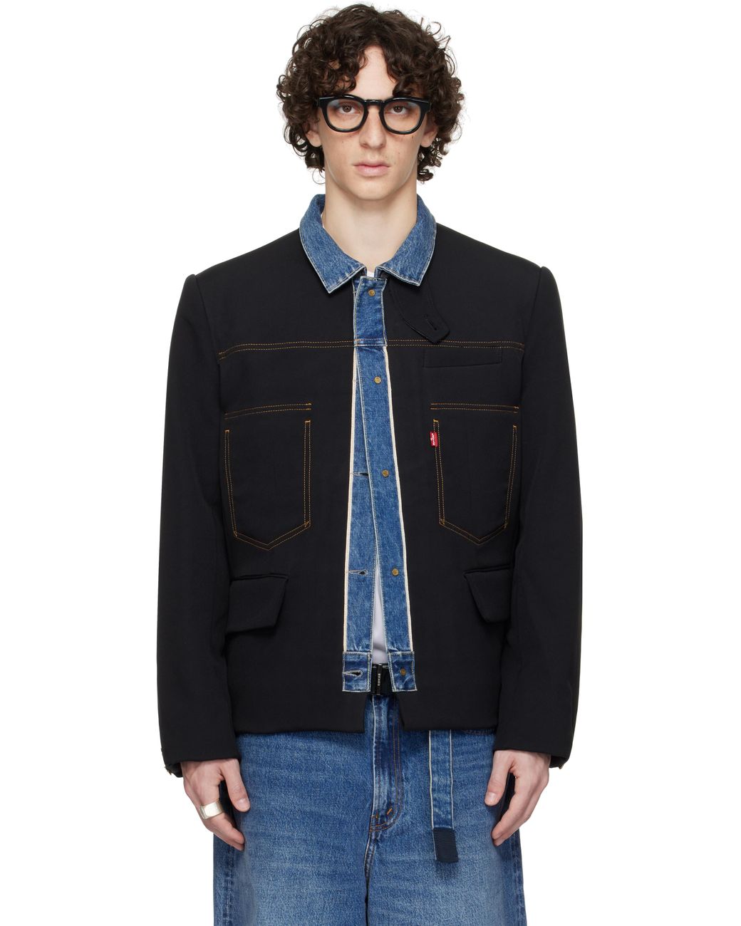 メンズ Sacai ブラック＆ブルー Levi'Sエディション