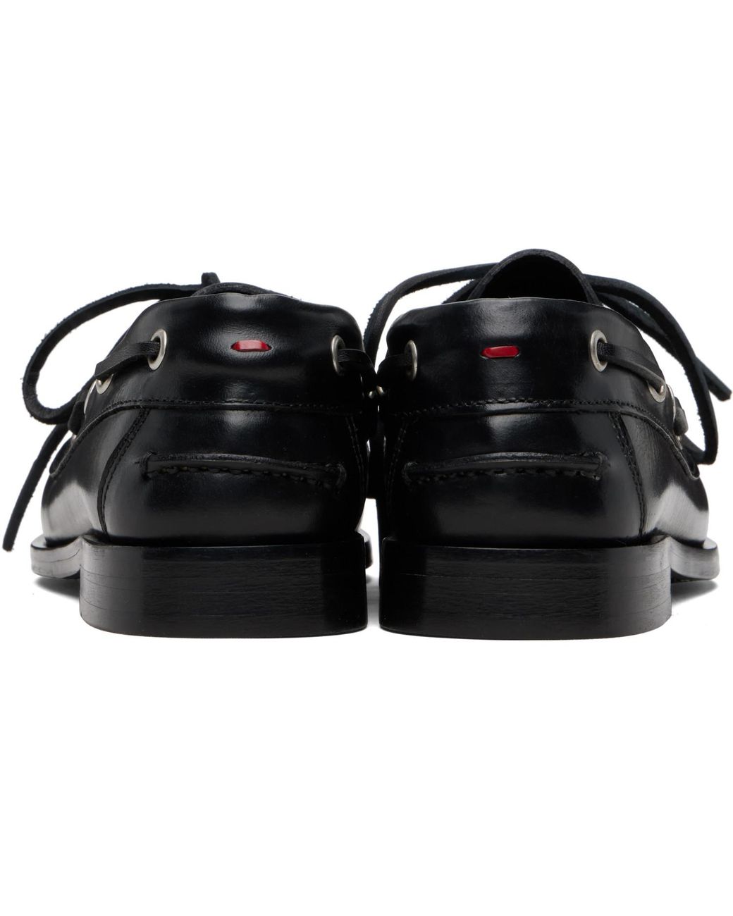 Aeyde Black Harris Leather Boat Shoes