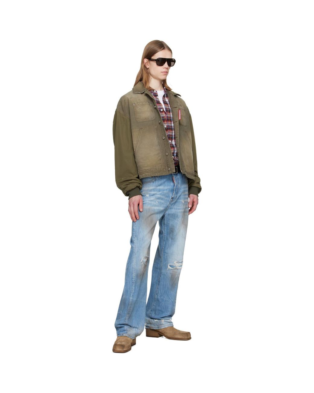 DSquared² Black Khaki Garment Dyed Carpenter Kaban Jacket for men