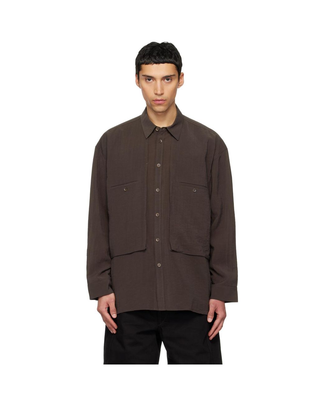 LE17SEPTEMBRE Black Oversized Cargo Pocket Shirt for men