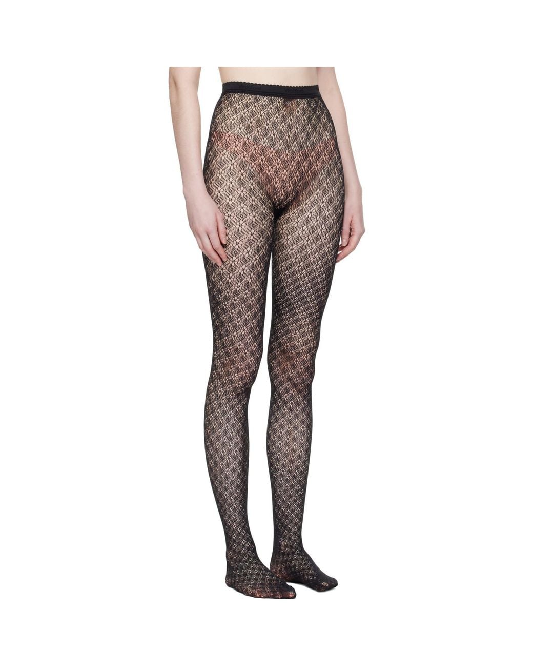 Wolford Gray Blossom Net Tights