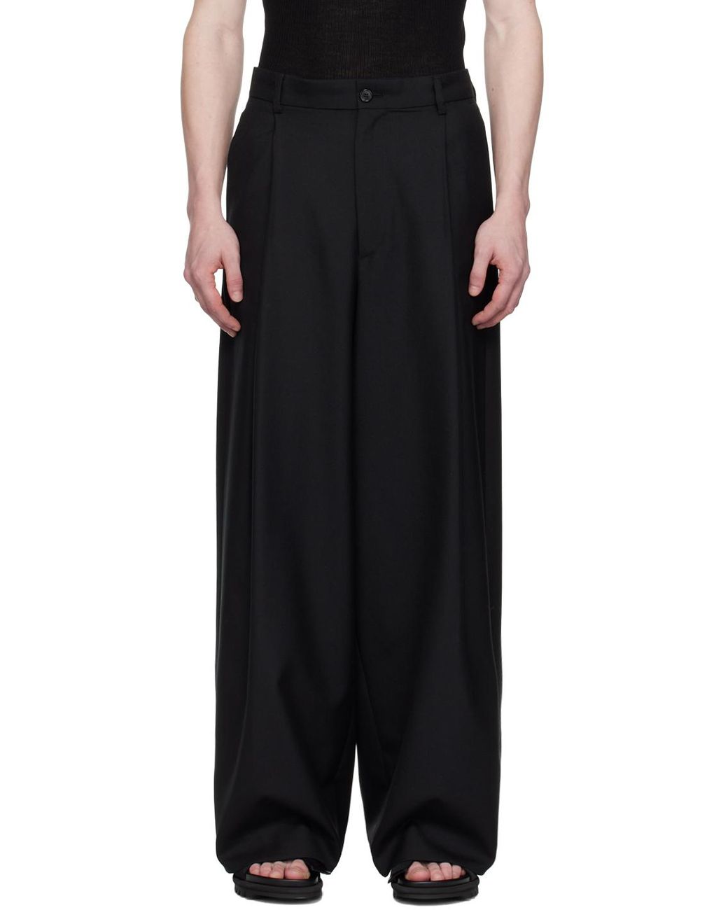 dries van noten ブラックタックパンツ　スラックス dries van noten ブラックタックパンツ スラックス - メルカリ