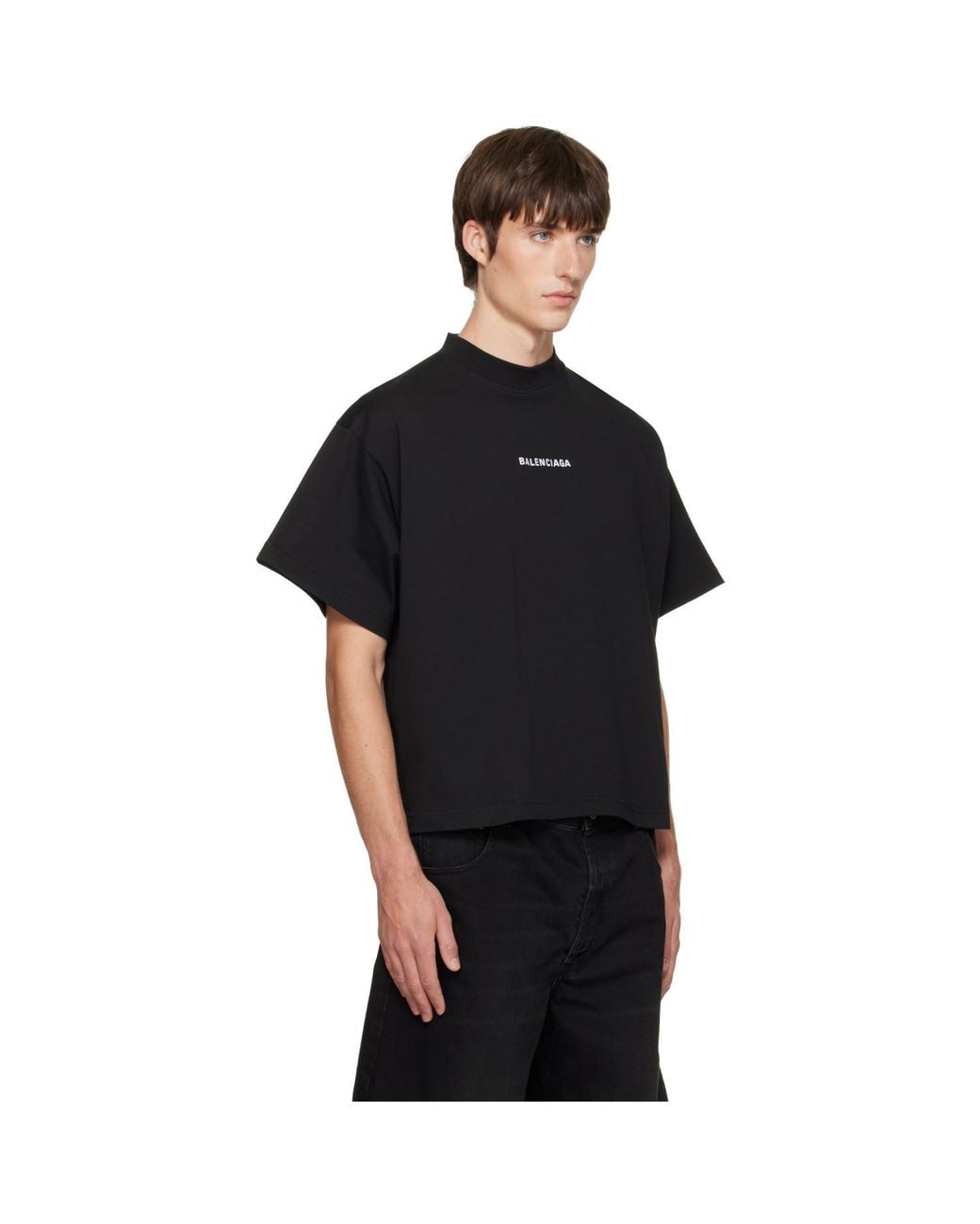 Balenciaga Black Embroidered T-Shirt for men