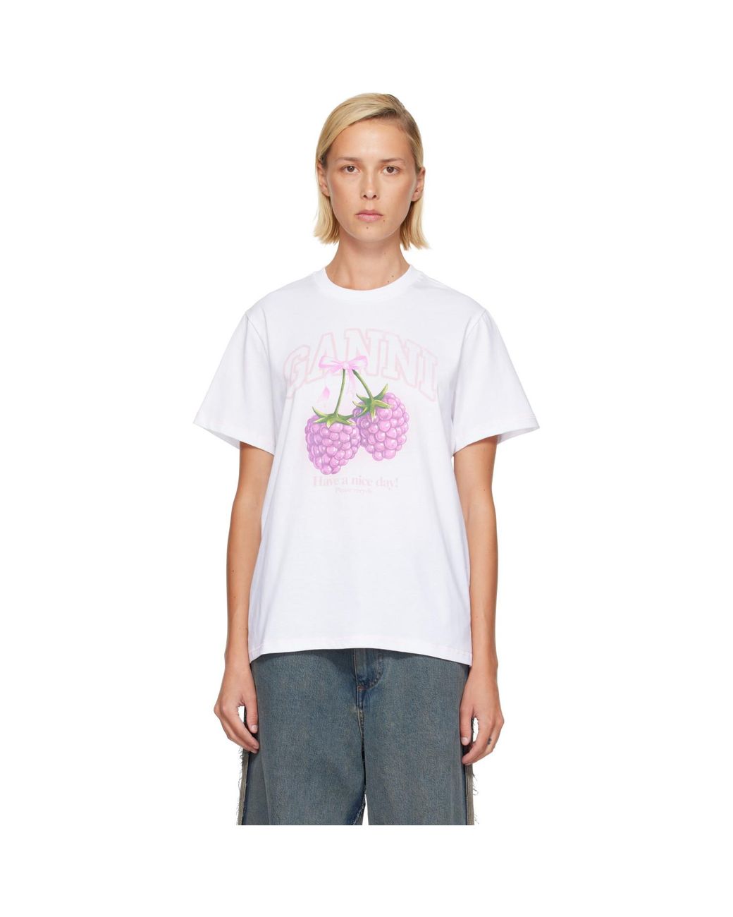 Ganni White Raspberry T-Shirt