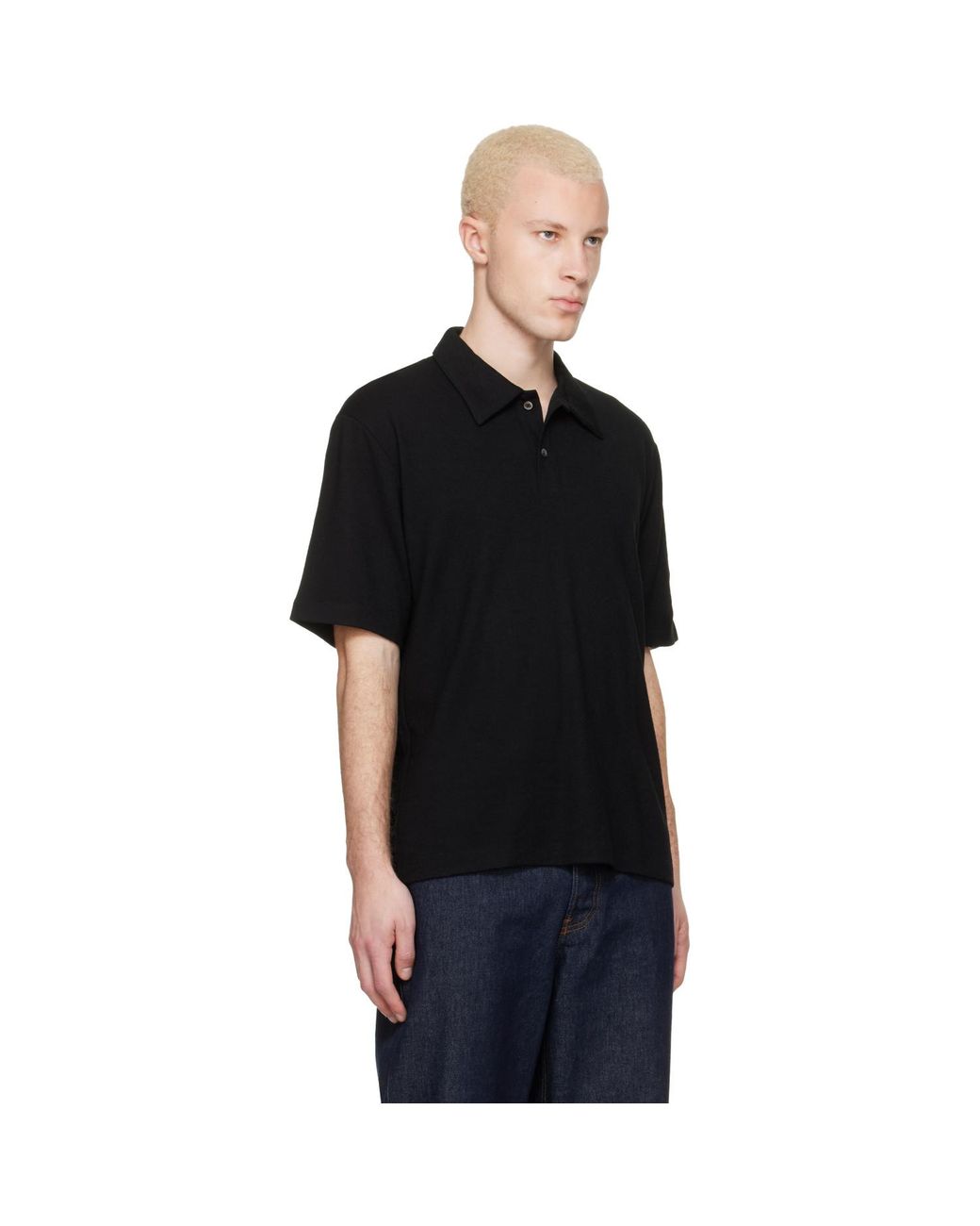 Lady White Co. Black Summer Wool Polo for men