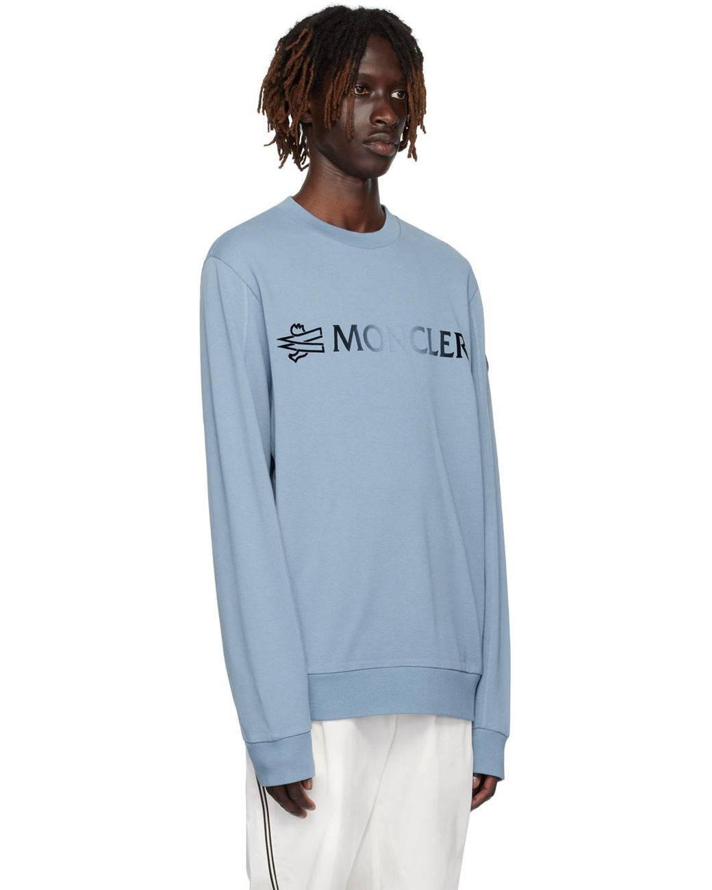 Moncler Blue Flocked Sweatshirt in Black for Men | Lyst UK