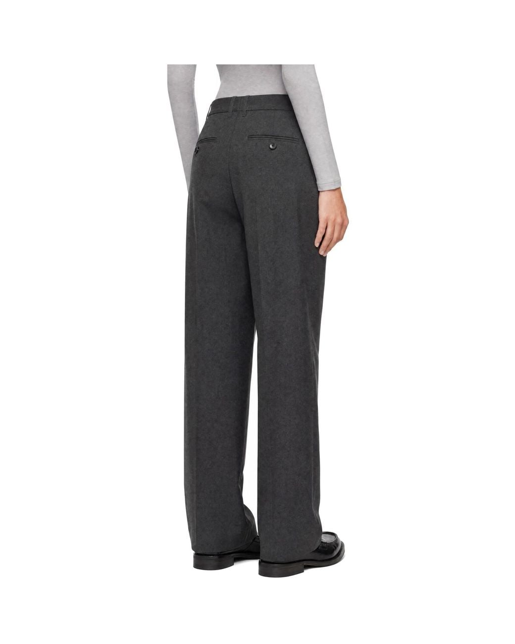 DUNST Black Pleated Semi-Wide Trousers