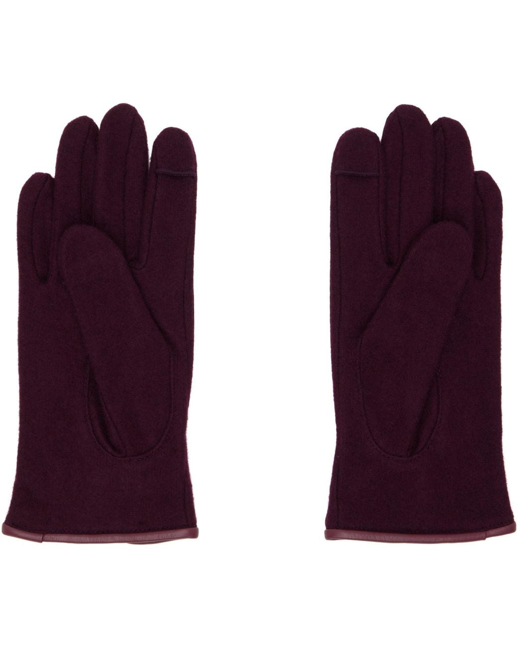 Vivienne Westwood Purple Burgundy Leather & Wool Gloves