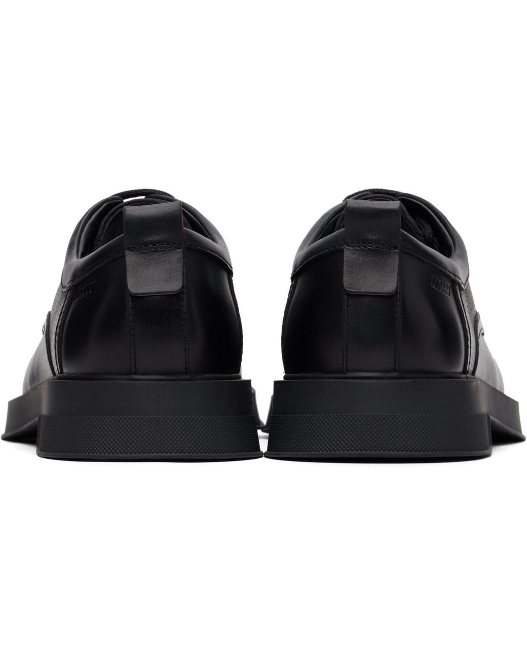 HUGO Black Perforated Monograms Leather Derbys for men