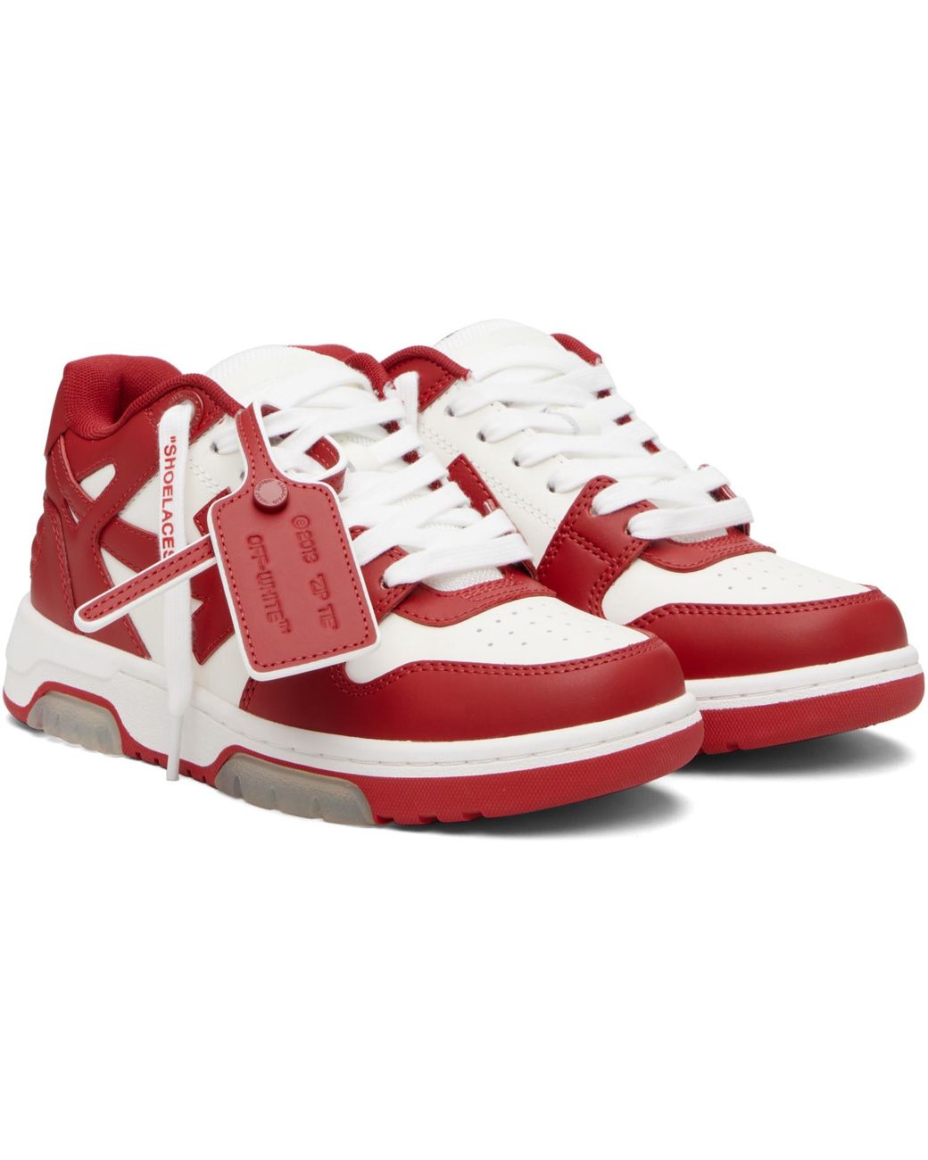 Off-White c/o Virgil Abloh Red 'Out Of Office' Calf Leather Sneakers