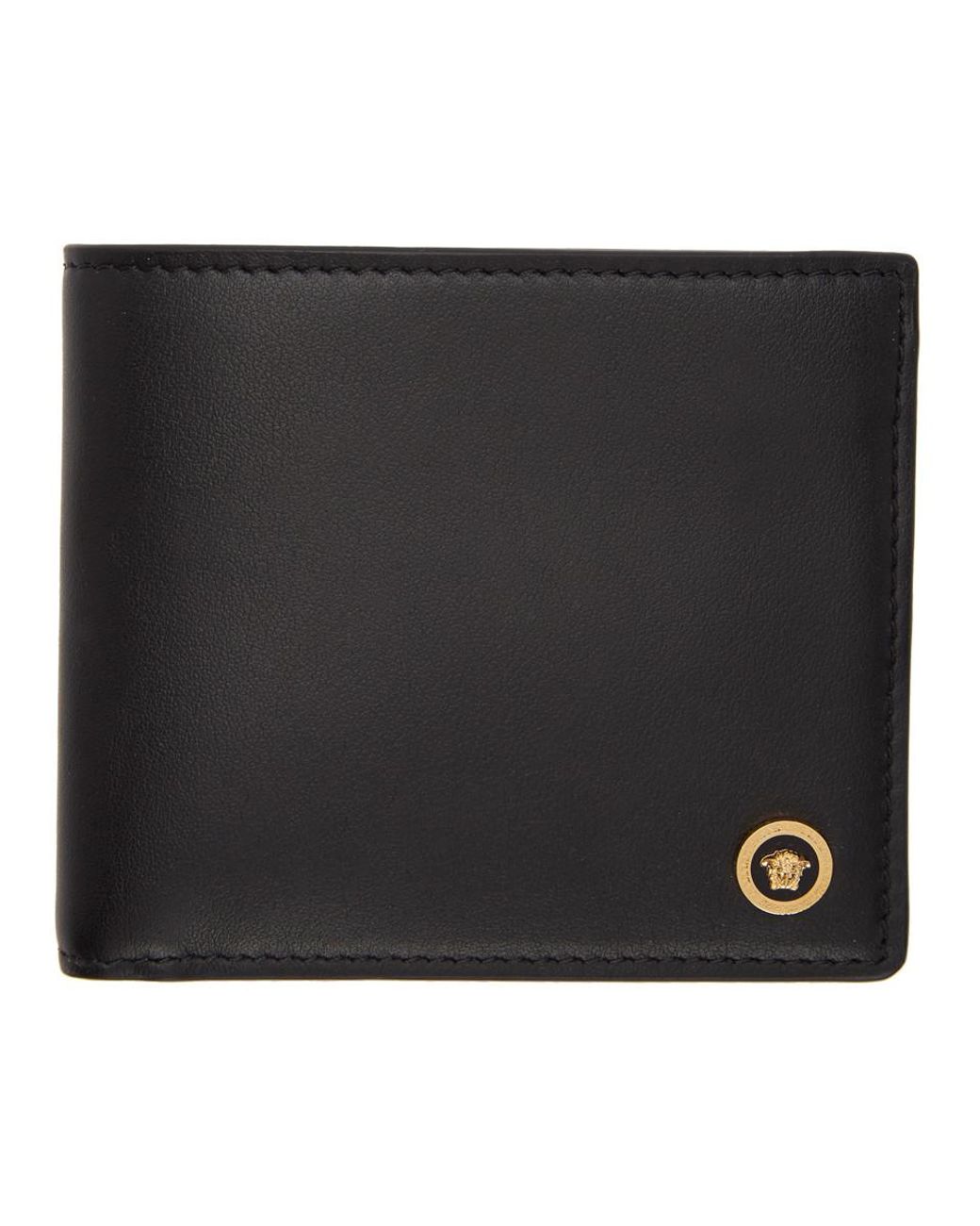 Versace Leather Black Icon Bifold Wallet for Men - Lyst