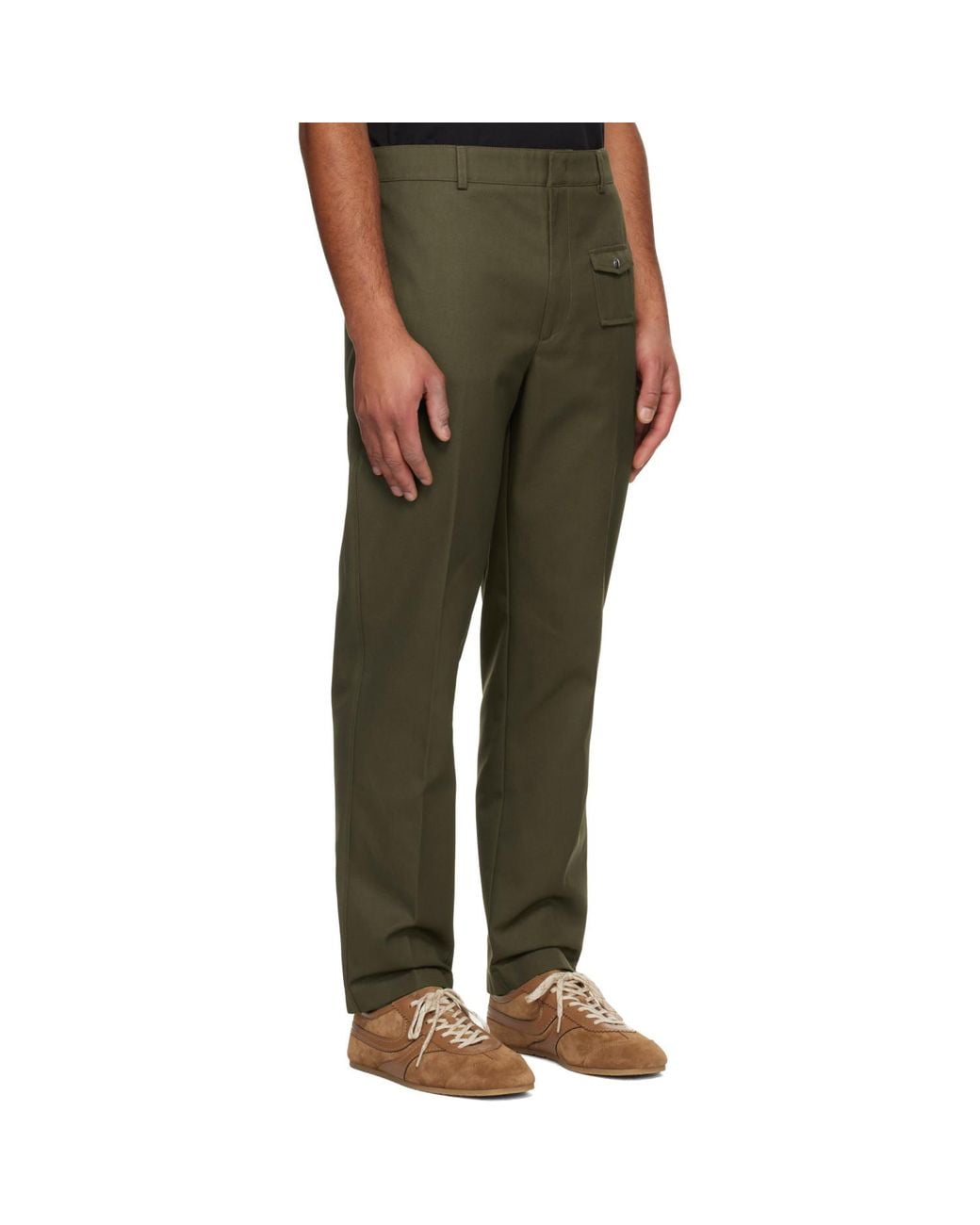 Moncler Green Khaki Tailored Gabardine Trousers for men