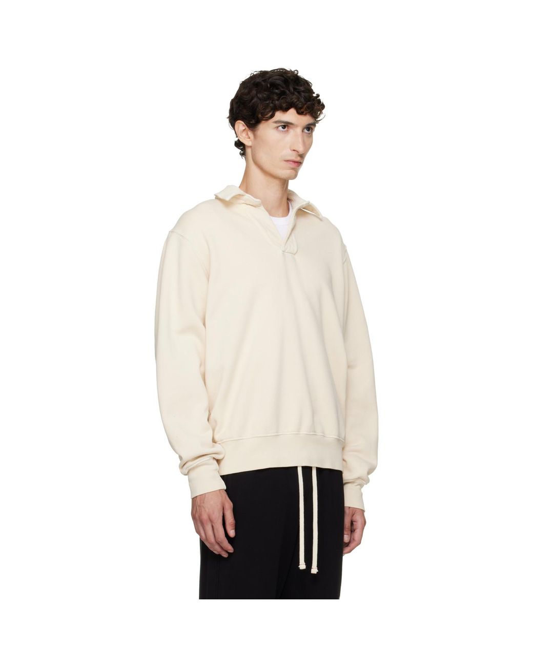 Les Tien Natural Off- Heavyweight Moto Back Polo for men