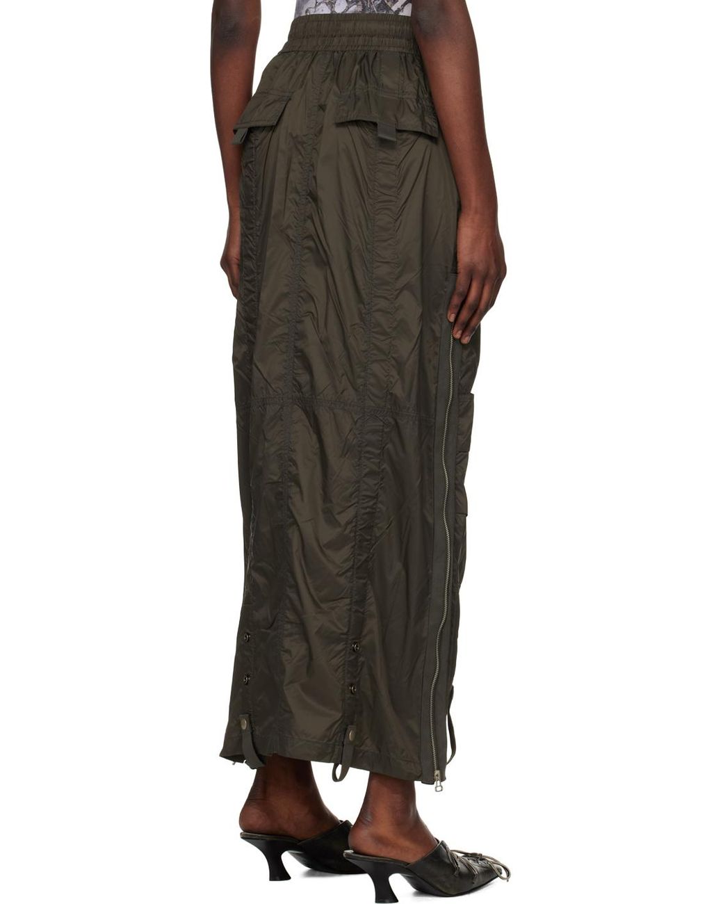DIESEL ディーゼル O-CREP MAXI SKIRTマキシスカート 42 DIESEL Khaki O-Crep Maxi Skirt in Black | Lyst