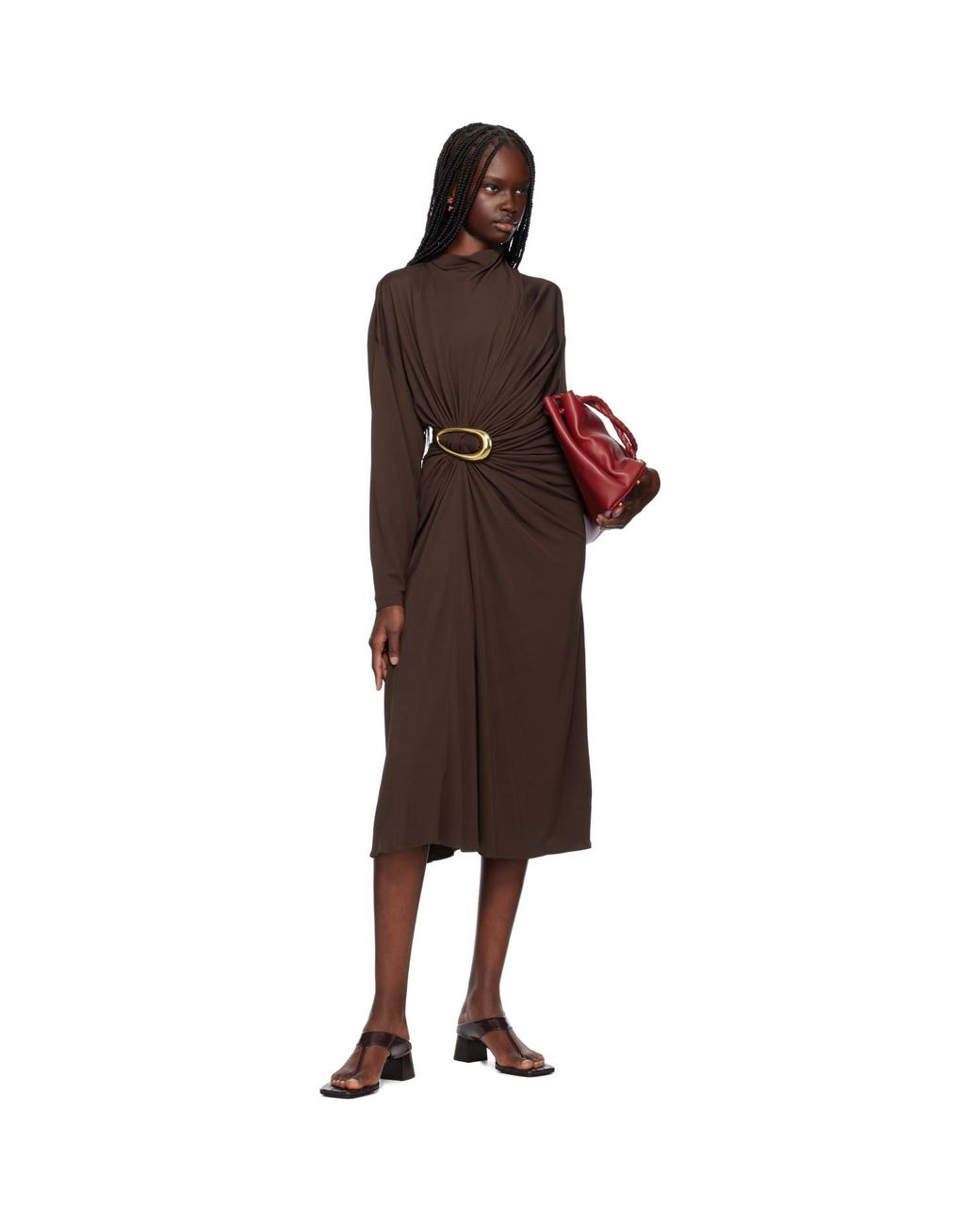 Bottega Veneta Black Crepe Viscose Midi Dress