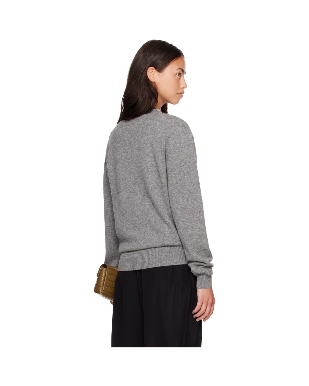 Totême  Gray Classic Cashmere Crew Knit Sweater