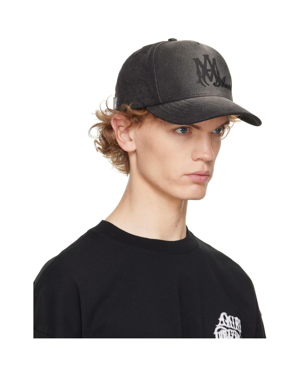 Amiri Blue 'Ma' Script Canvas Cap for men
