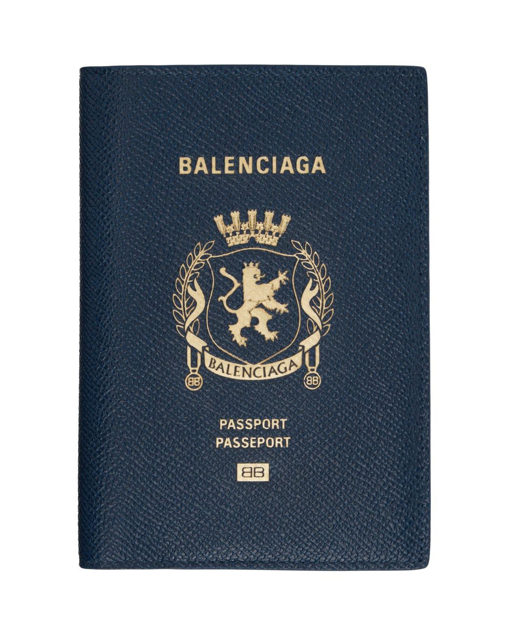Balenciaga Blue Leather Passport Holder Wallet
