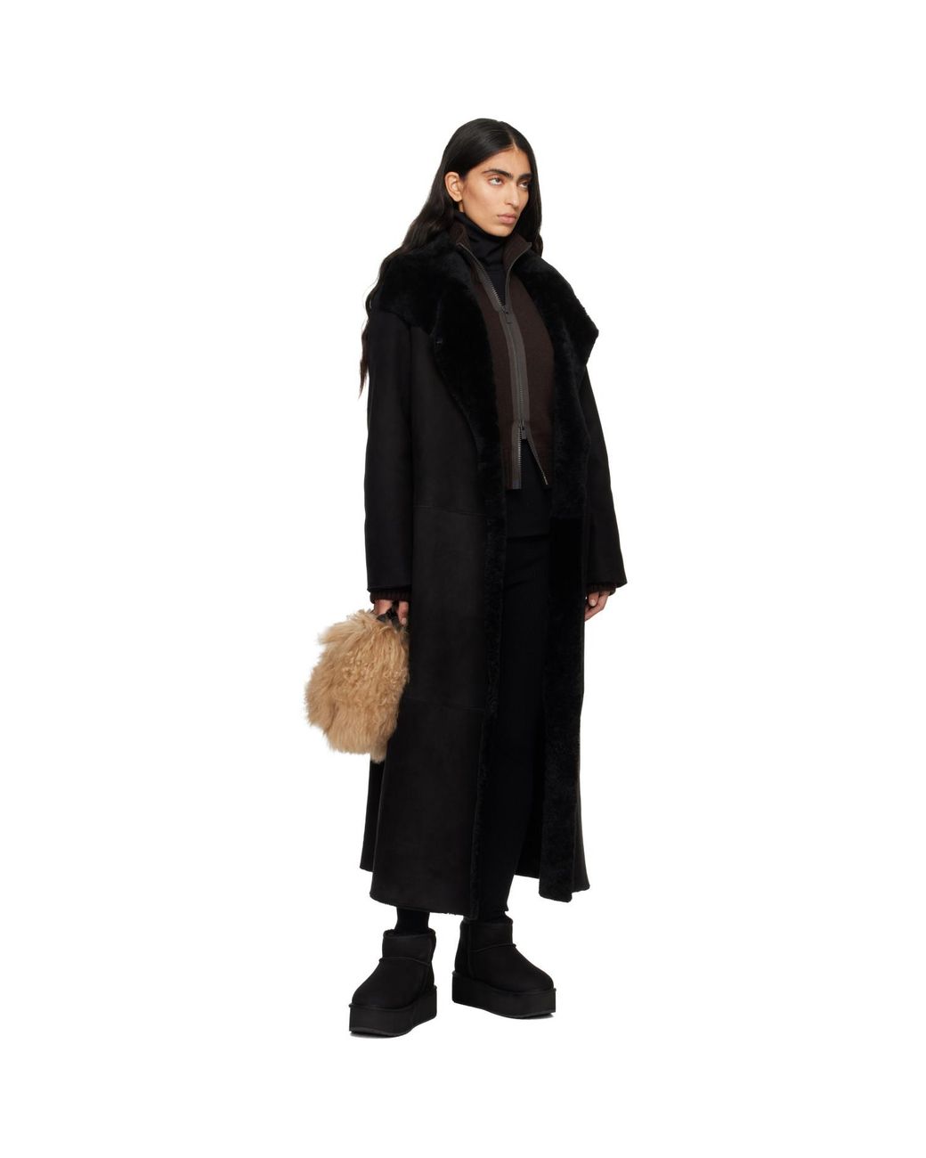Moncler Black Micro Caradoc Shearling Bag