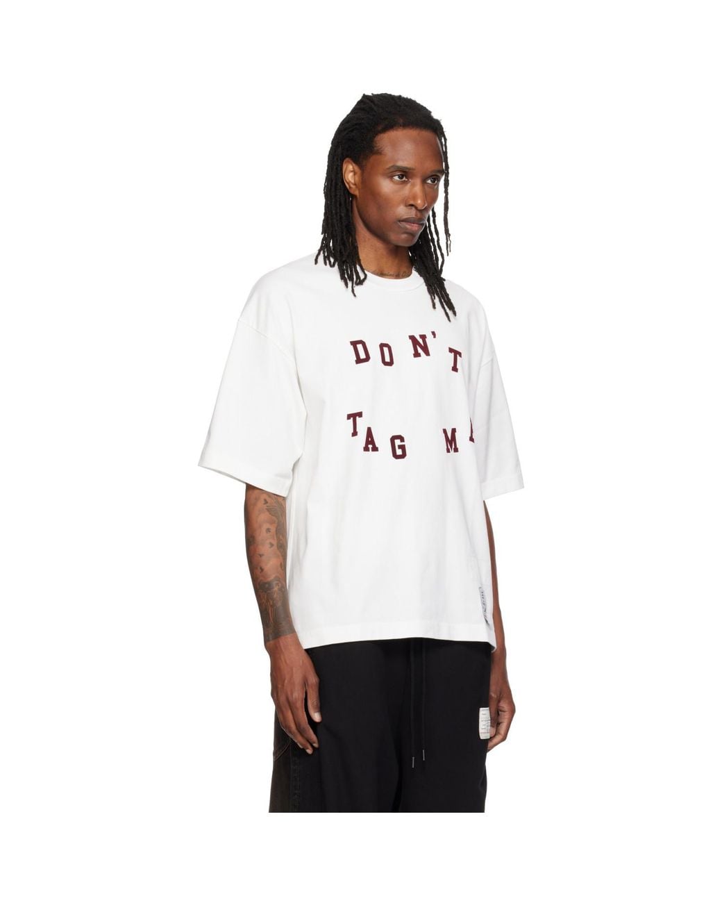 Maison Mihara Yasuhiro White 'Don'T Tag Me' Flocky Print T-Shirt for men