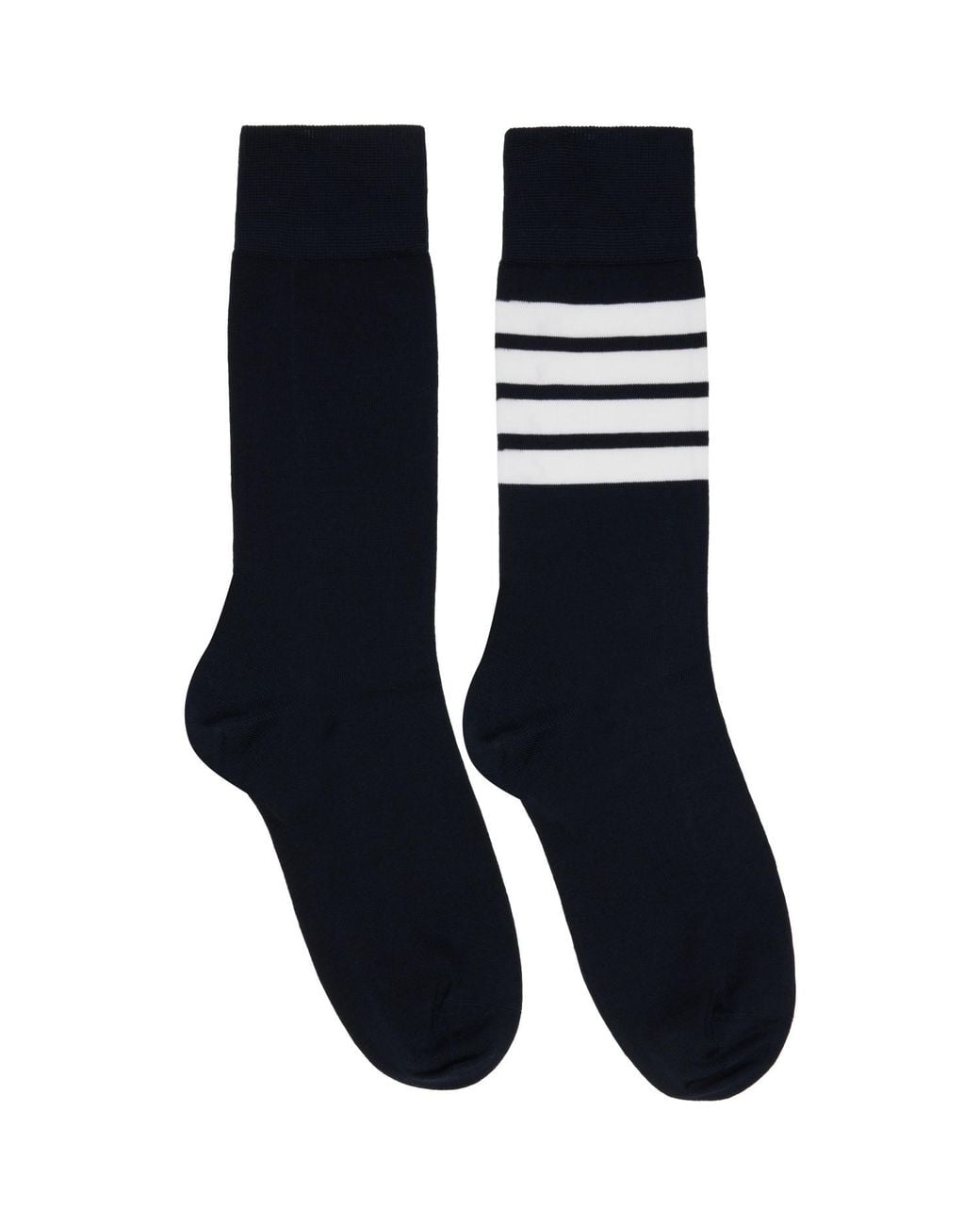 Thom Browne Black Cotton 4-Bar Mid Calf Socks