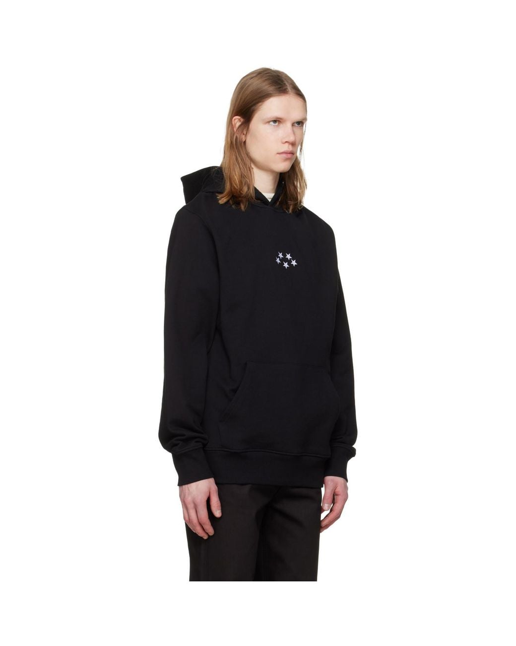 JKEEFER Black Stars Embroidery Hoodie for men