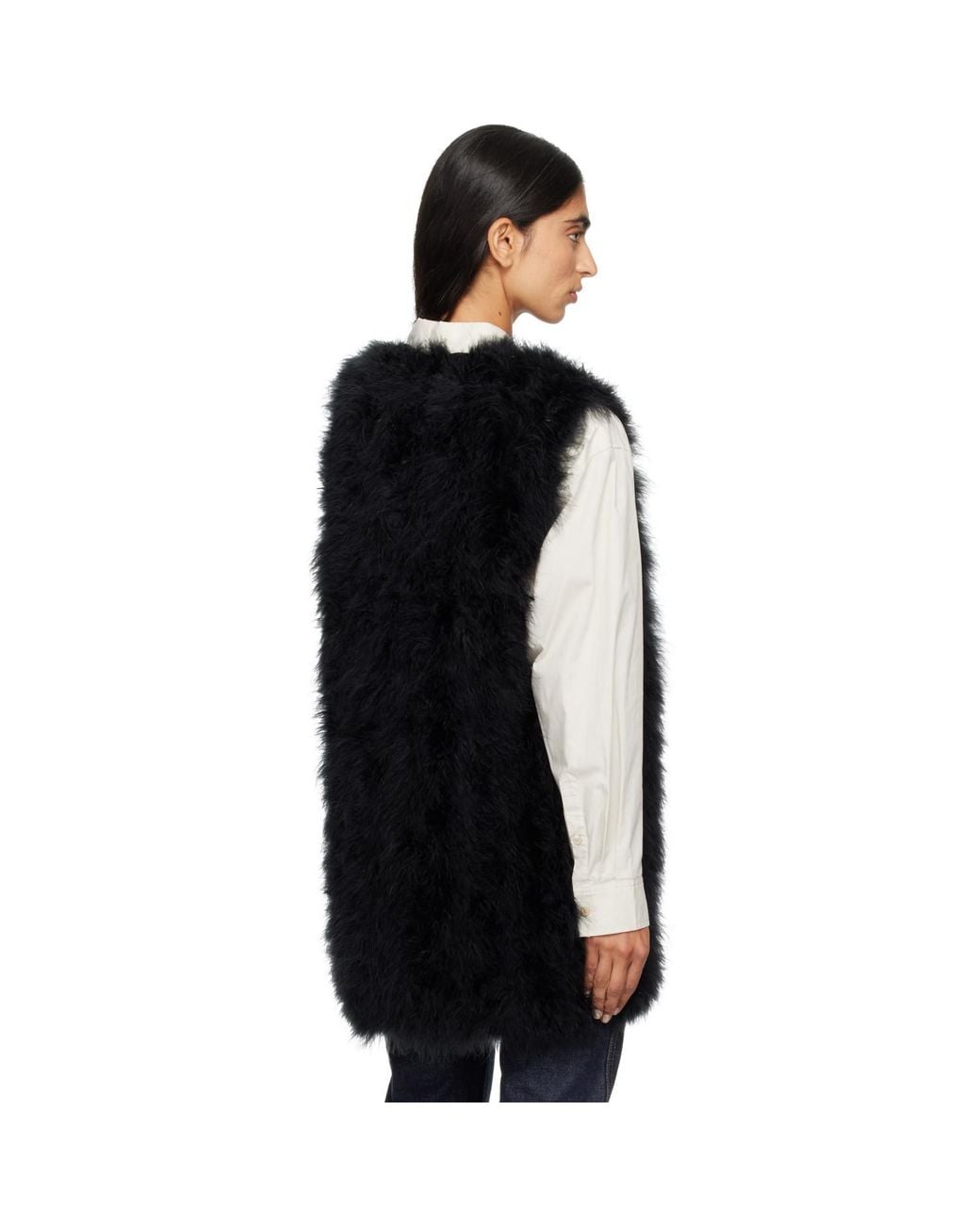 Yves Salomon Black Feather Vest