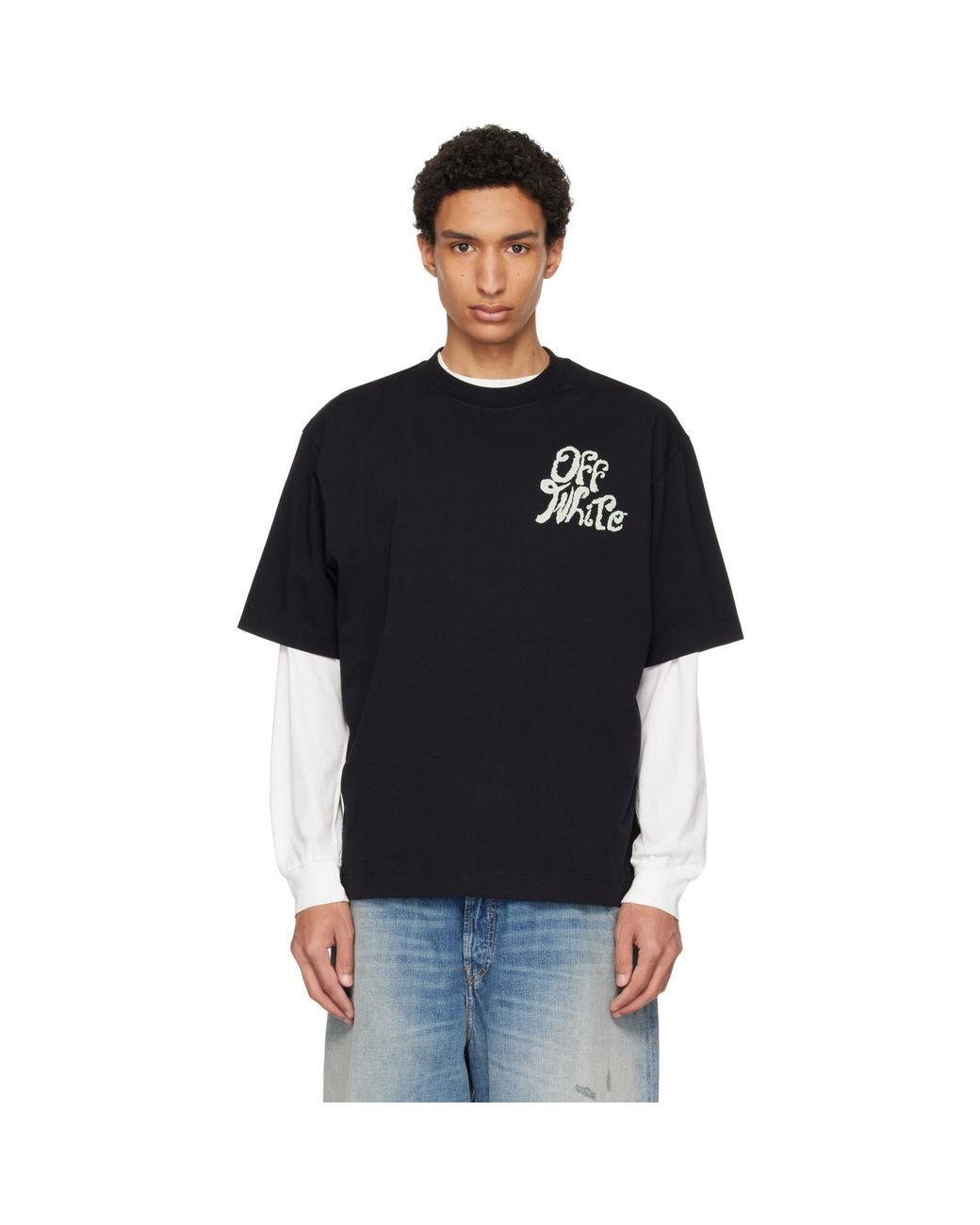 Off-White c/o Virgil Abloh Black Grass Ink Logo Skate T-Shirt for men