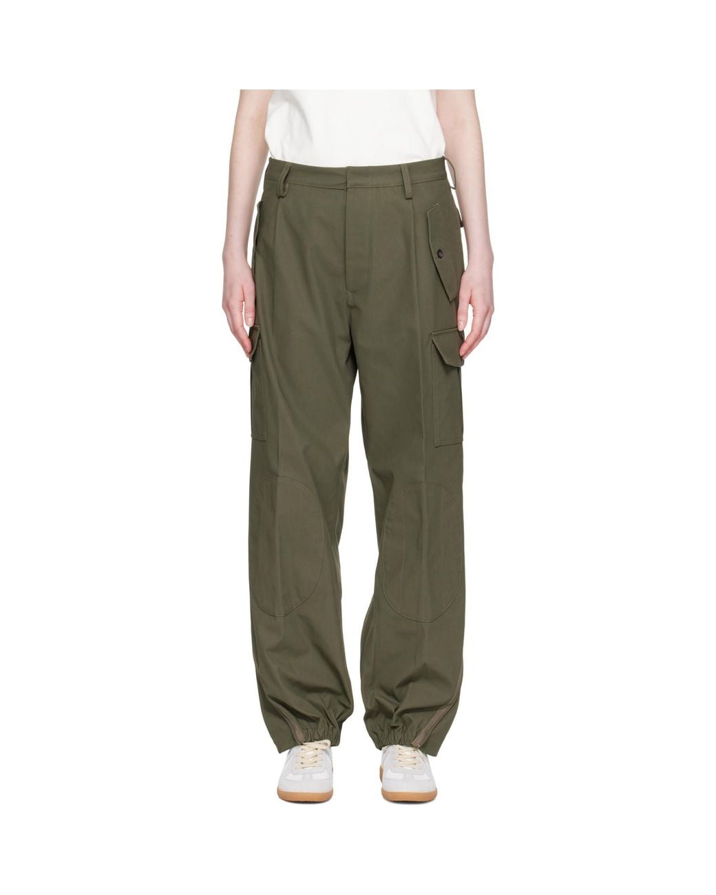 Maison Margiela Green Khaki Twill Cargo Pants