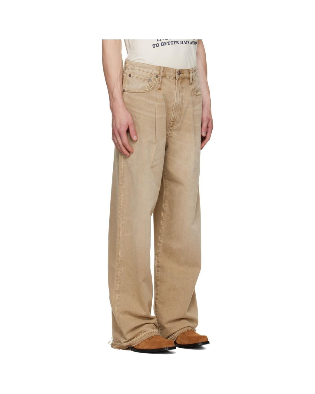 R13 Natural Damon Pleated Jeans for men