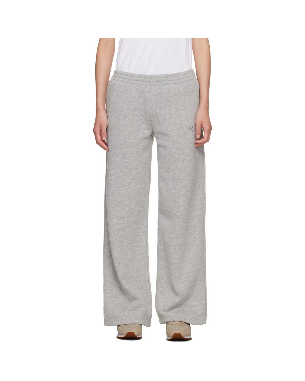 Anine Bing White Kacey Monogram Sweatpants