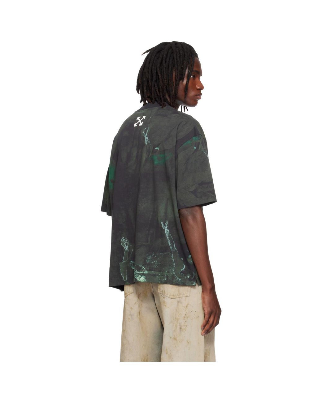 Off-White c/o Virgil Abloh Green Dark Painting Skate S/S T-Shirt for men