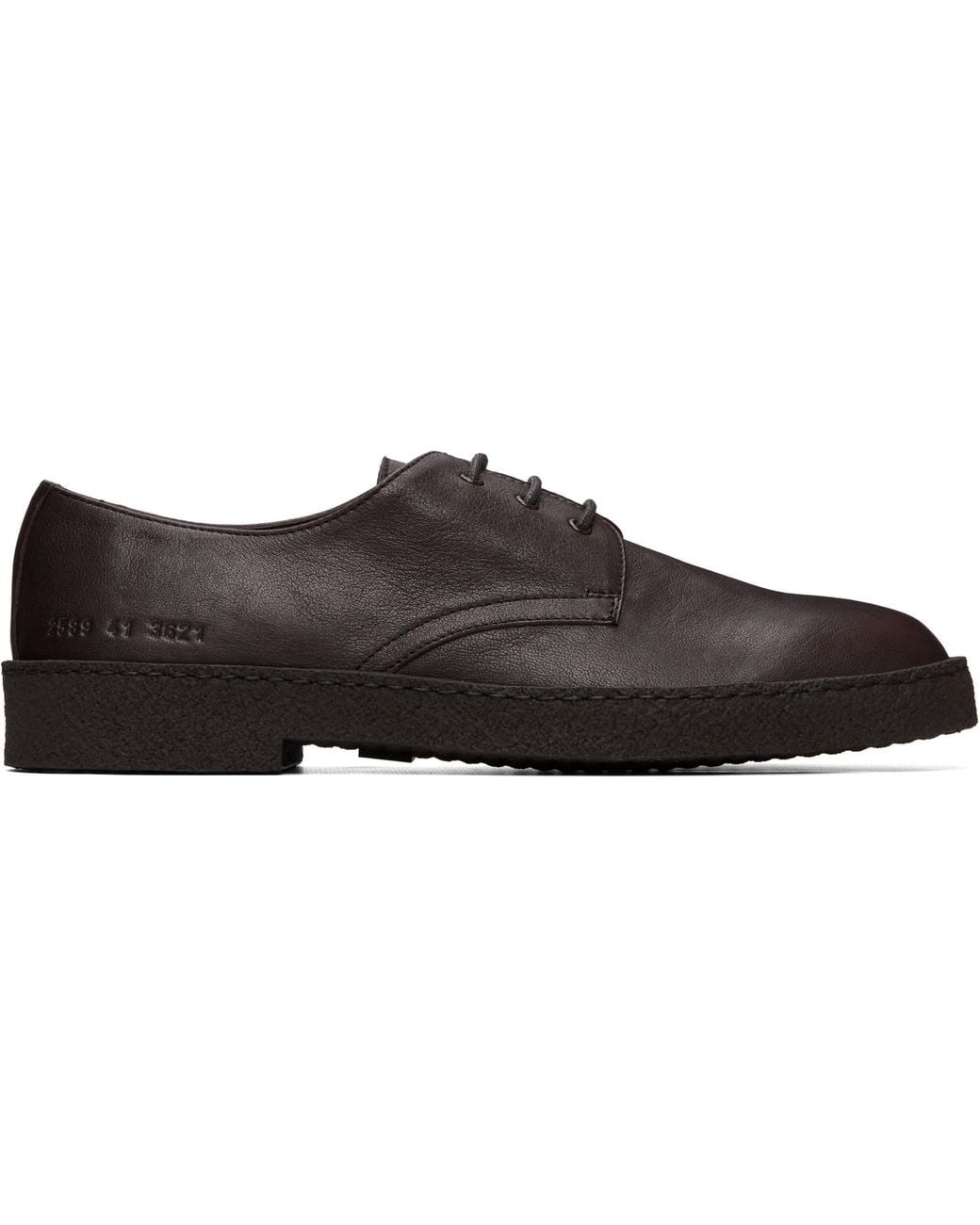 Common Projects Brown Leather Rubber Sole Derbys for men