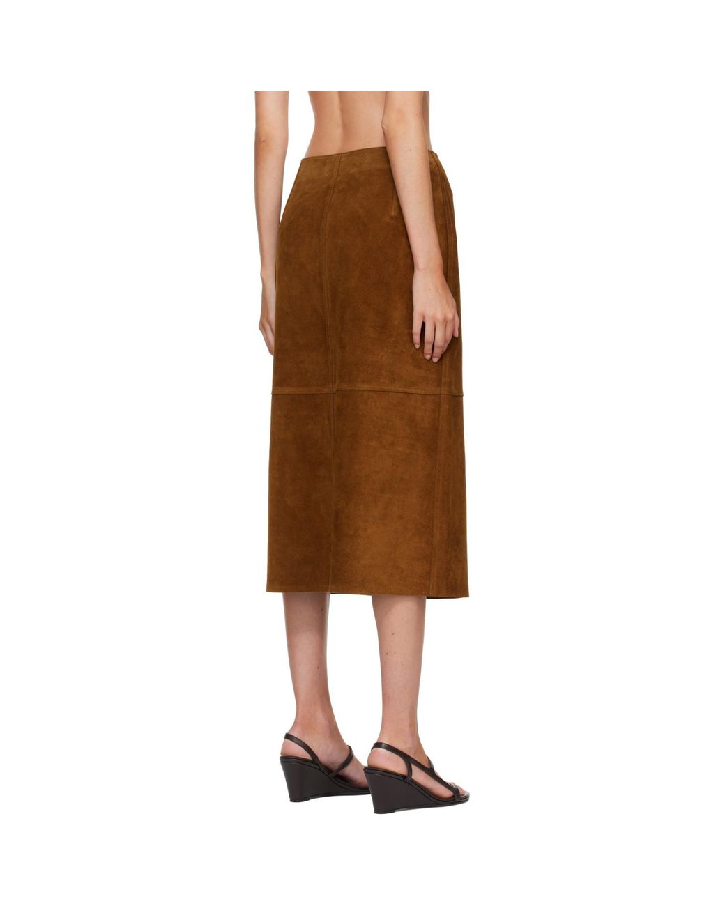 Studio Nicholson Brown Tan Melete Suede Maxi Skirt