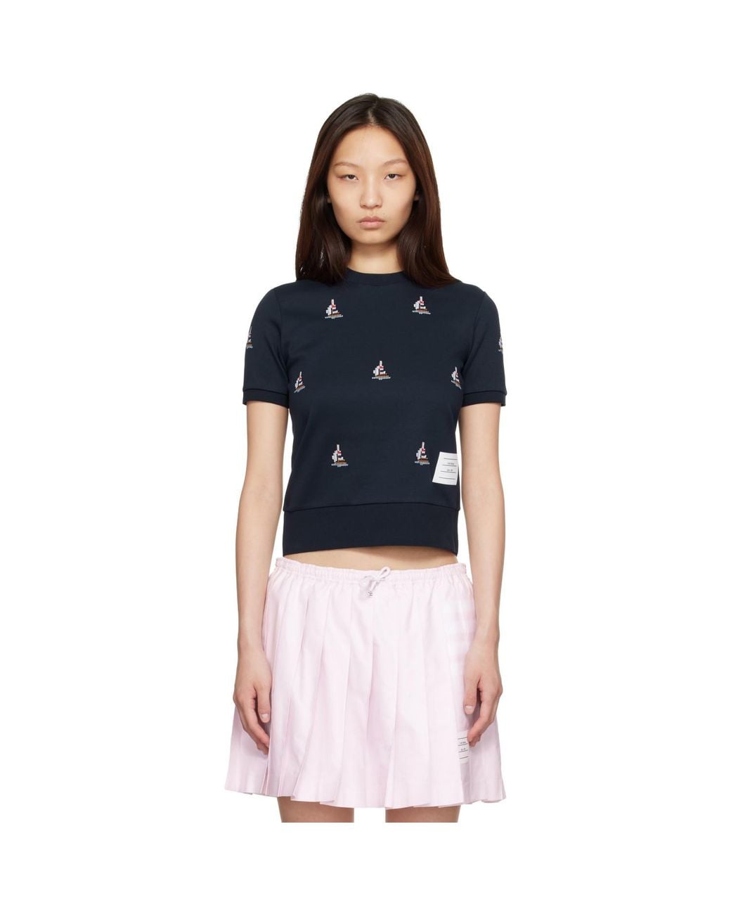 Thom Browne Blue Cotton Milano Sailboat Rib T-Shirt
