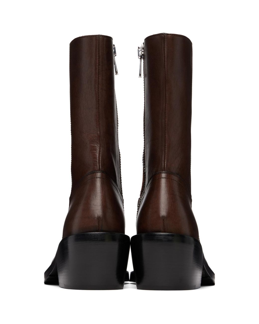 Dries Van Noten Brown High Leather Boots for men