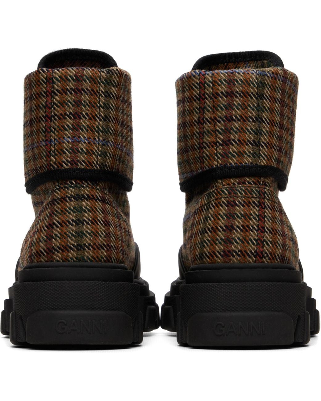 Ganni Brown Cleated Canvas Boots