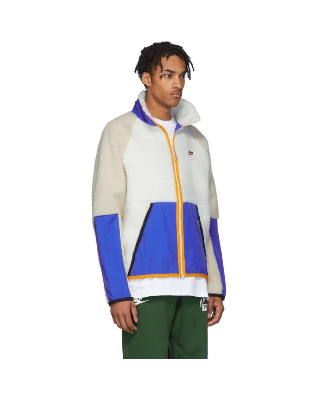 Nike White And Blue Sherpa Jacket for Men | Lyst