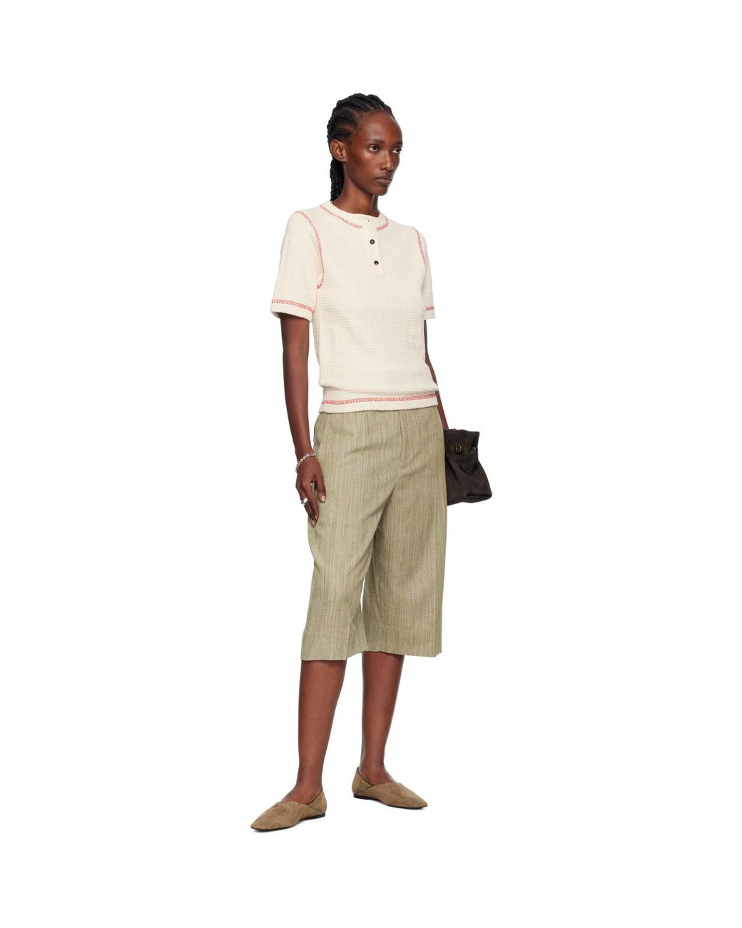 Bottega Veneta Natural Off- Cotton Waffle Polo
