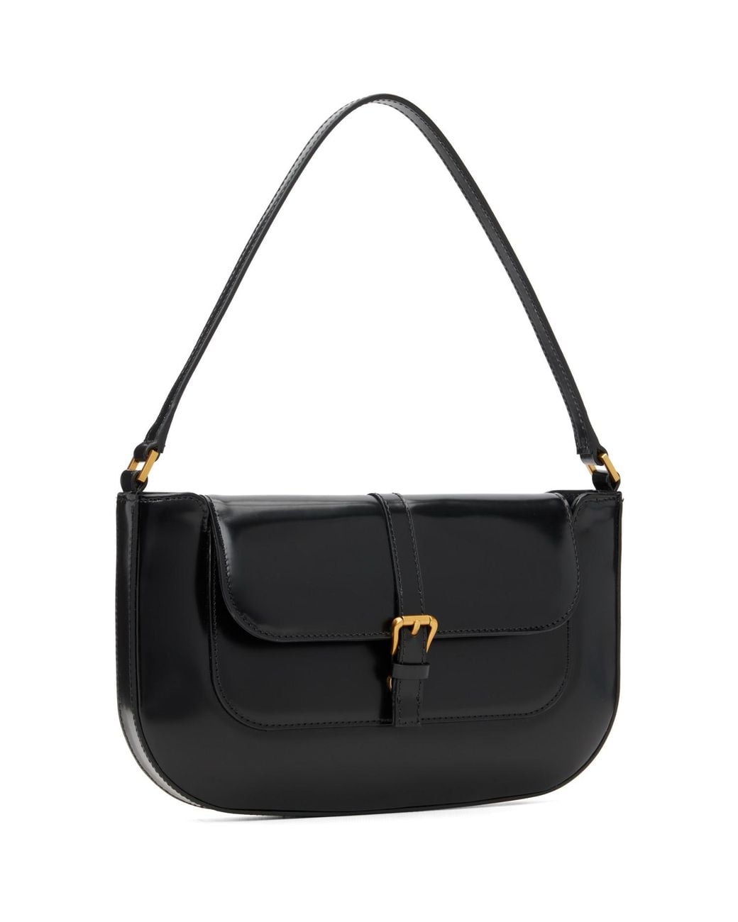 By Far Black Miranda Semi Patent Leather Shoulder Bag