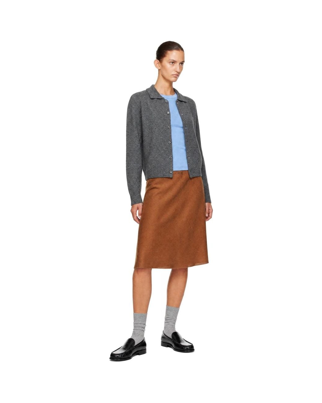 DUNST Gray Collared Knit Cardigan