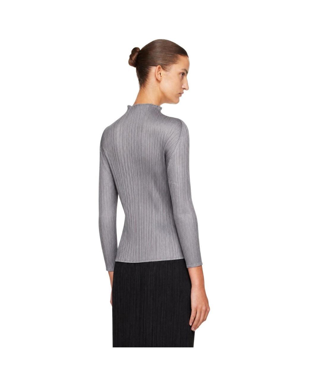 Pleats Please Issey Miyake Gray Basics Turtleneck Top